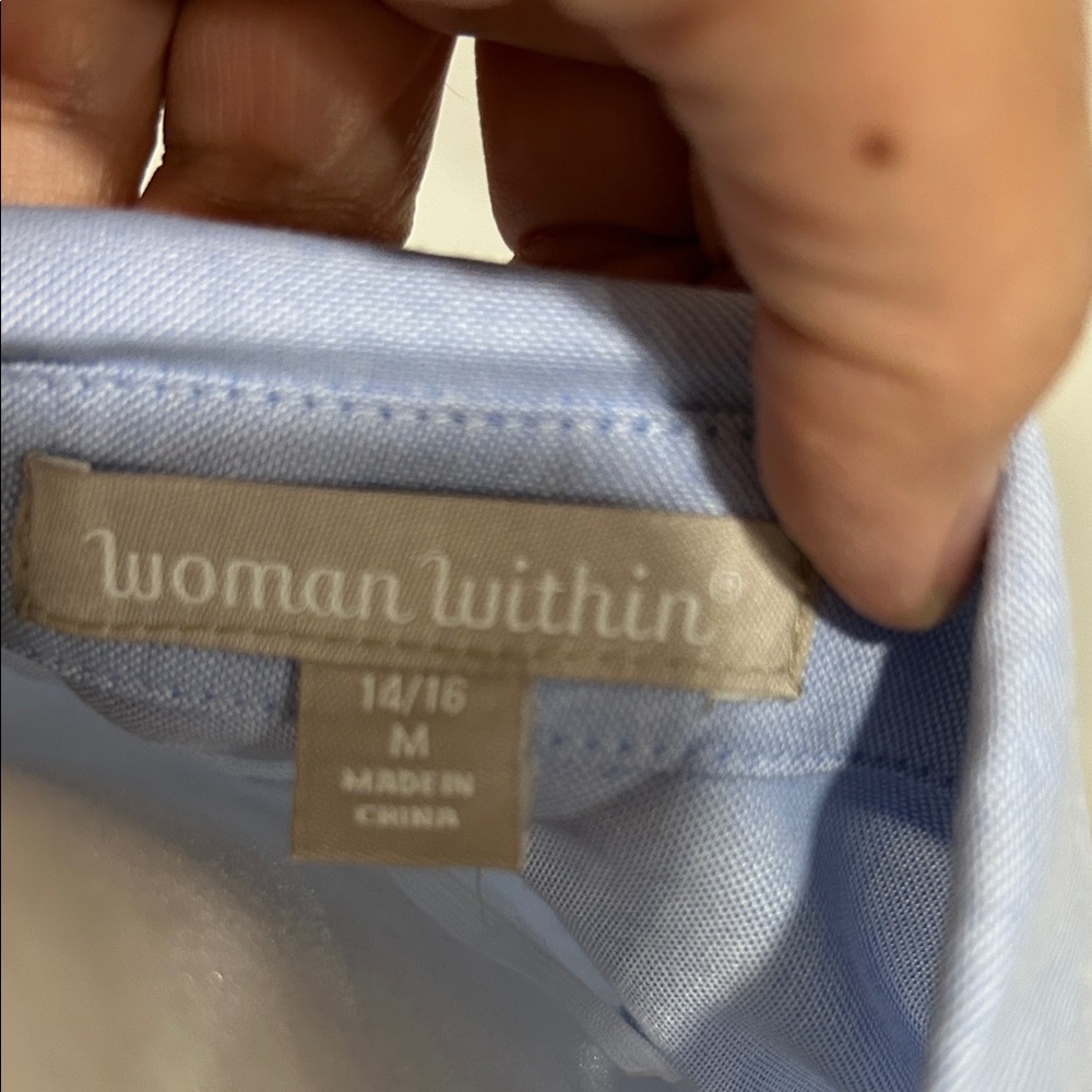 Woman Within Sky Blue Shirt Dress - Picture 2 of 8